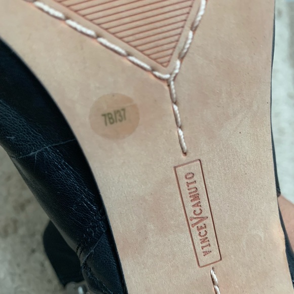 Vince Camuto Women’s Black Woven Leather Bootie High Heel - Picture 4 of 7